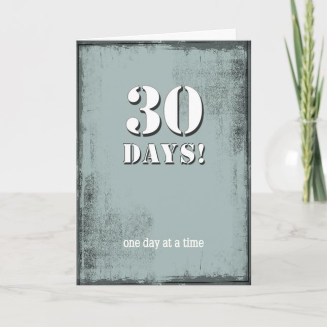 30 Days Sober Clean Birthday Card (Front)