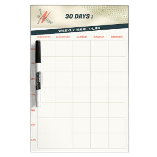 30 Days Weekly Meal Plan Health & Fitness Dry Erase Board