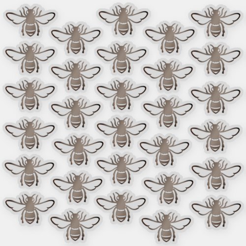 30 Embossed_look Stylized Taupe Honeybees  Sticker