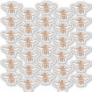 30 Embossed-style Metallic Copper Honeybees Sticker