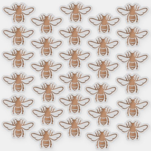 30 Embossed_style Metallic Copper Honeybees  Sticker