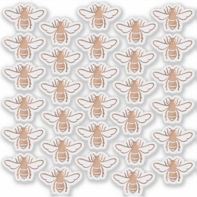 30 Embossed-style Metallic Copper Honeybees  Sticker (Front)
