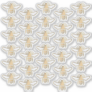 30 Embossed-style Metallic Gold Honeybees Sticker