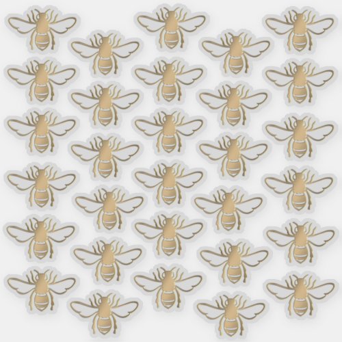 30 Embossed_style Metallic Gold Honeybees  Sticker