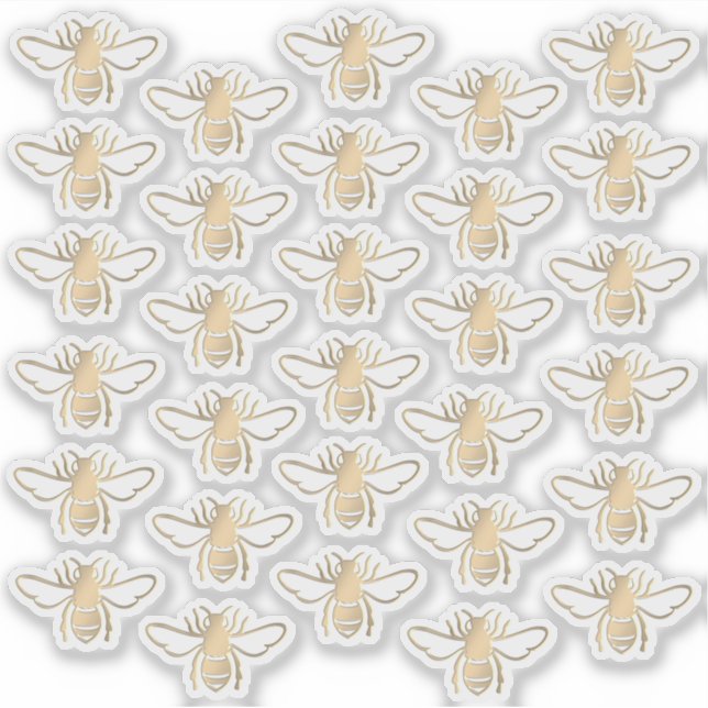 30 Embossed-style Metallic Gold Honeybees  Sticker (Front)