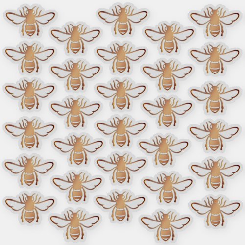 30 Embossed_style Metallic Golden Brown Honeybees  Sticker