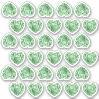 30 Emerald Heart Watercolor Add Monogram Wedding Sticker