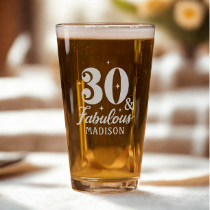 30 & Fabulous Thirtieth Birthday Personalized Name Pint Glass