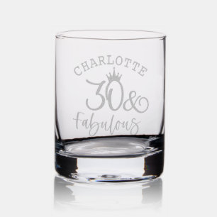30 & Fabulous Thirtieth Birthday Personalized Name Rocks Glass