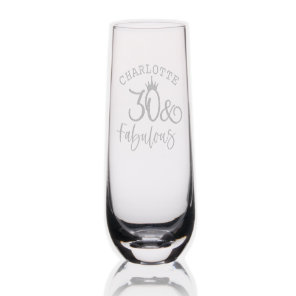 30 & Fabulous Thirtieth Birthday Personalized Name Stemless Champagne Flute