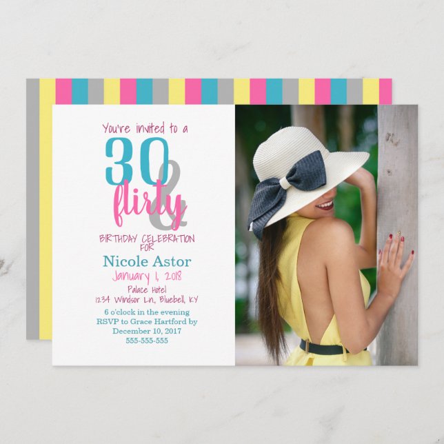30 & Flirty 30th Birthday Invitation (Front/Back)