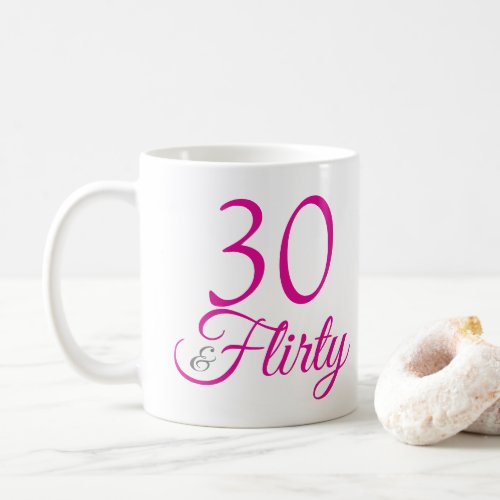 30  Flirty Pink and Gray Birthday Coffee Mug