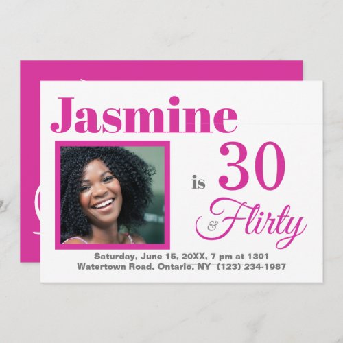30  Flirty Pink Birthday Photo Invitation