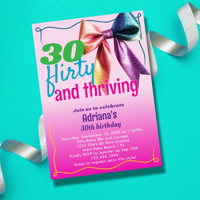 30 Flirty & Thriving Retro 90s 30th Birthday Party Invitation (Creator Uploaded)