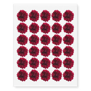 30 Floral Red Dahlia Temporary Tattoos