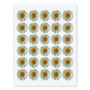 30 Floral White Daisy Temporary Tattoos