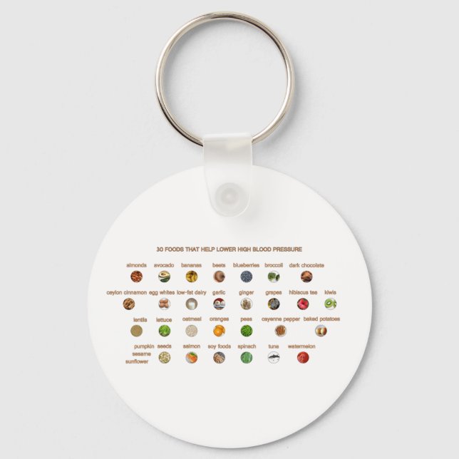 30 Foods for high blood pressure Easy Natural Ways Keychain (Front)