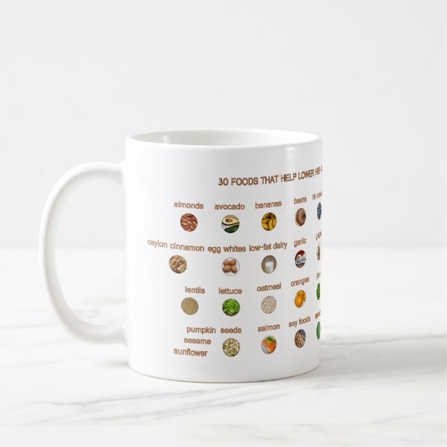30 Foods lower high blood pressure For Lefties Coffee Mug (Left)