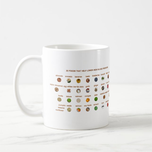 30 Foods lower high blood pressure Natural Ways Coffee Mug (Left)