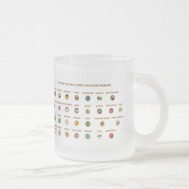 30 Foods lower hypertension naturally Be Healthy Frosted Glass Coffee Mug (Right)