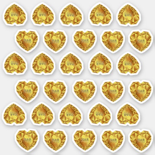  30 Gold Heart Watercolor 50th Wedding Anniversary Sticker