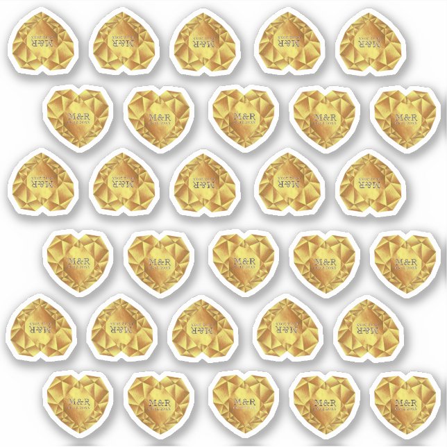  30 Gold Heart Watercolor 50th Wedding Anniversary Sticker (Front)