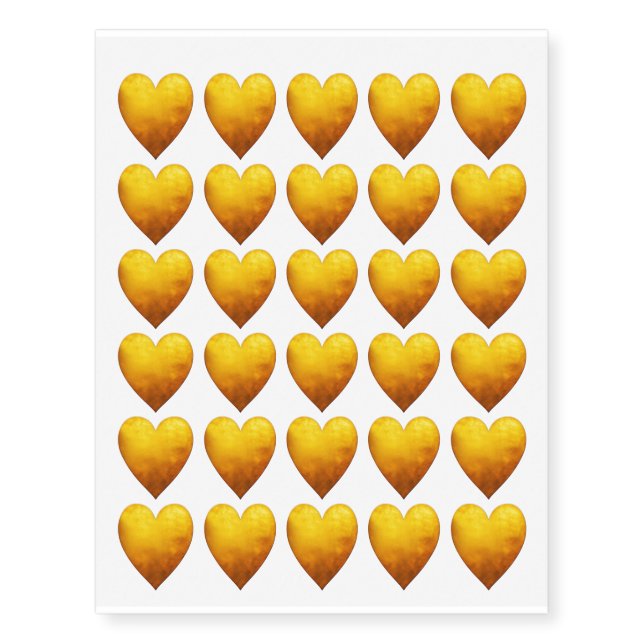 30 Gold Hearts Temporary Tattoos (Front)
