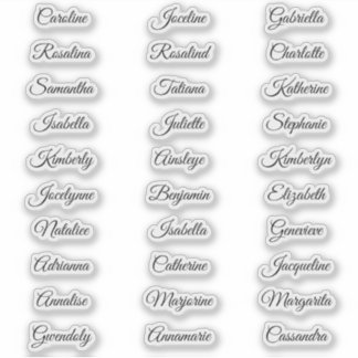 30 Guest first names Calligraphy Elegant script Sticker