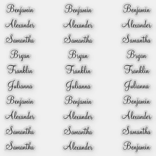 30 Guest First Names Modern Elegant Calligraphy Sticker