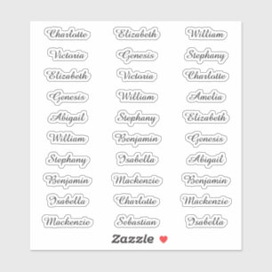 30 Guest First Names Modern Elegant Calligraphy Sticker