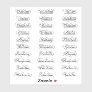30 Guest First Names Modern Elegant Calligraphy Sticker