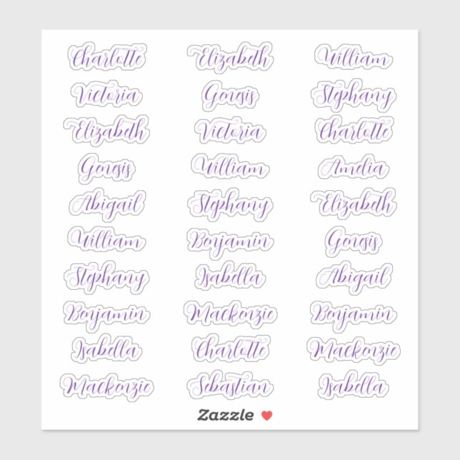 30 Guest first names typography elegant script  Sticker (Sheet)