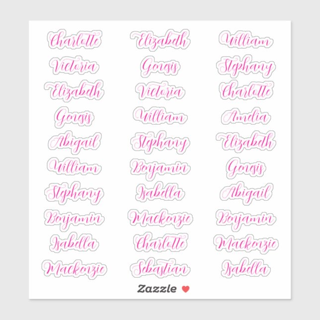 30 Guest first names typography elegant script  Sticker (Sheet)