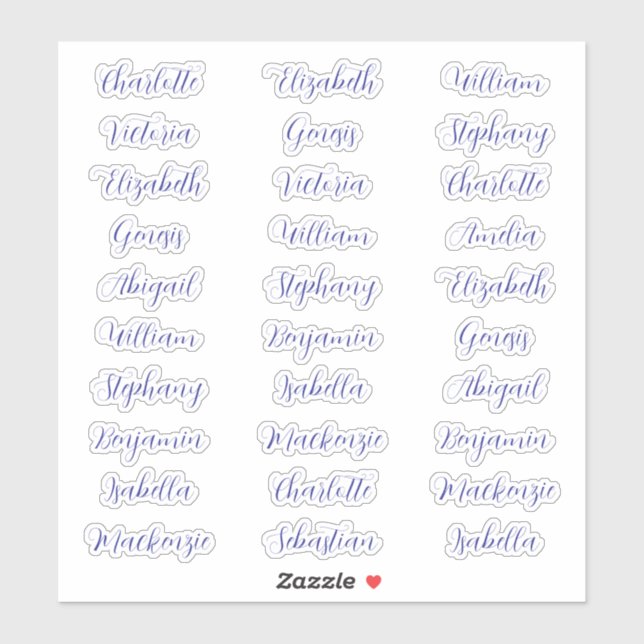 30 Guest first names typography elegant script  Sticker (Sheet)