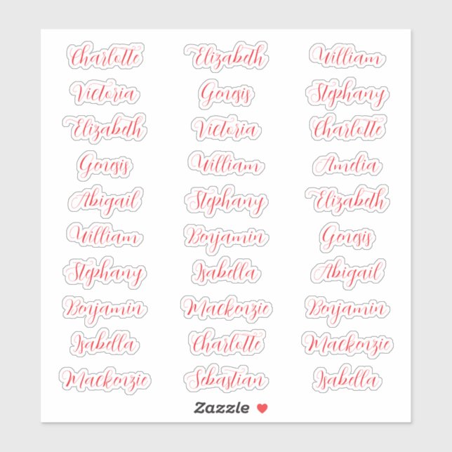 30 Guest first names typography elegant script  Sticker (Sheet)
