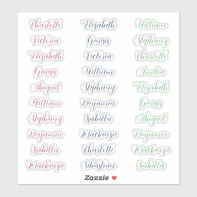 30 Guest first names typography elegant script  Sticker (Sheet)
