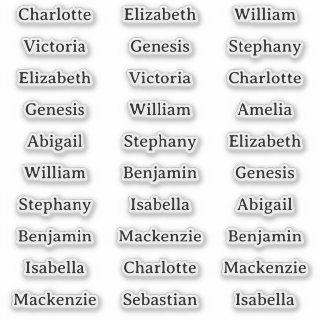 30 Guest Names Stickers For Place Cards and Favors (Front)
