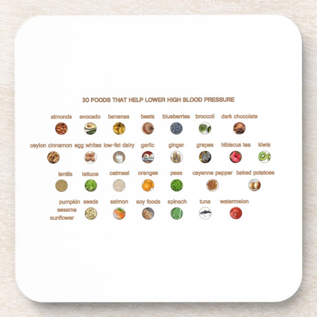 30 Healthy Foods for hypertension Natural Remedies Beverage Coaster (Front)