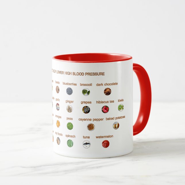 30 Healthy Foods to help lower high blood pressure Mug (Front Right)