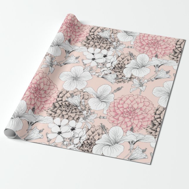 30 inches x 6 feet Floral Wrapping Paper (Unrolled)