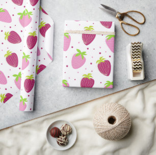 30 Inches x 6 Feet Strawberry Print Wrapping Paper