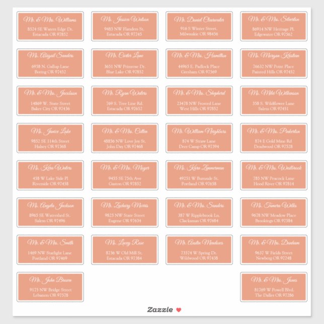 30 Individual Wedding Guest Address Envelope  Sticker (Sheet)