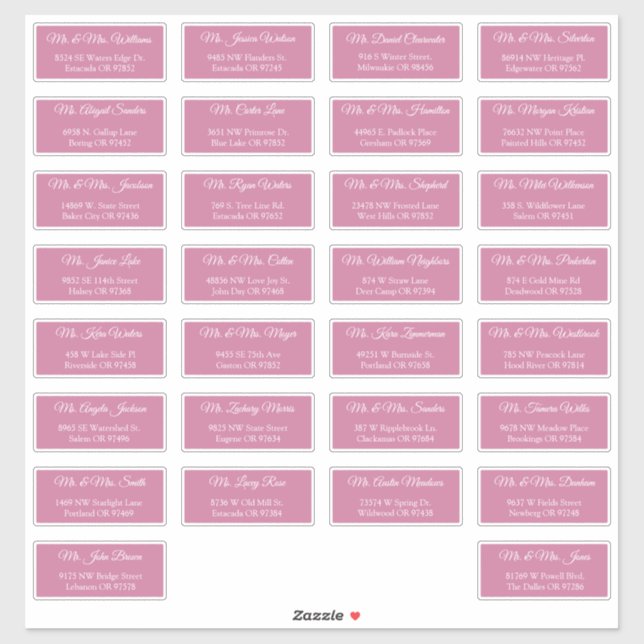 30 Individual Wedding Guest Address Envelope  Sticker (Sheet)