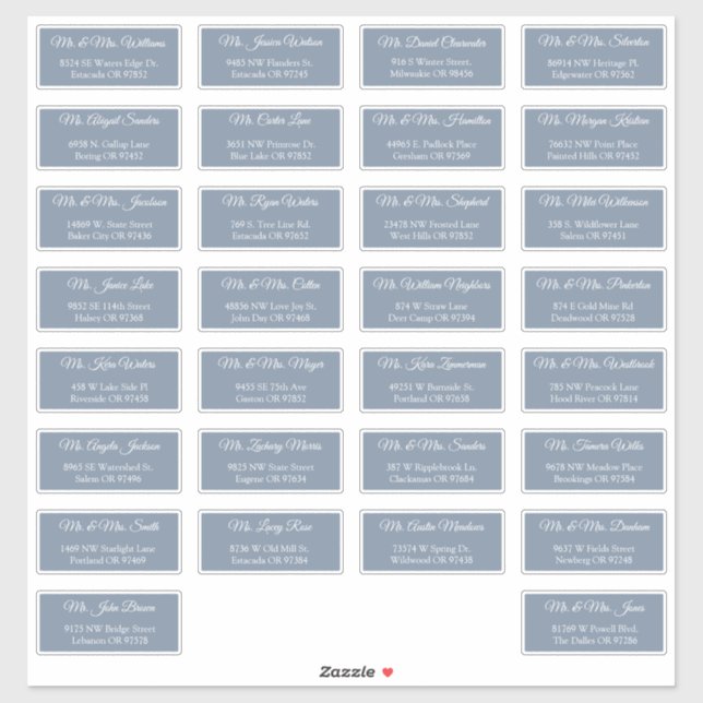 30 Individual Wedding Guest Address Labels (Sheet)