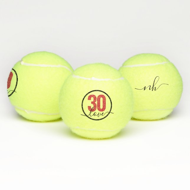 30 Love Birthday Custom Monogrammed Tennis Balls (Multi)