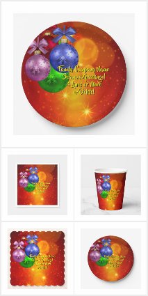 30+ Matching Name Red with Baubles Christmas Set