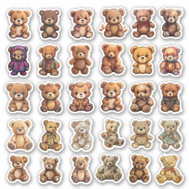 30 mini teddy bear Stickers (Front)