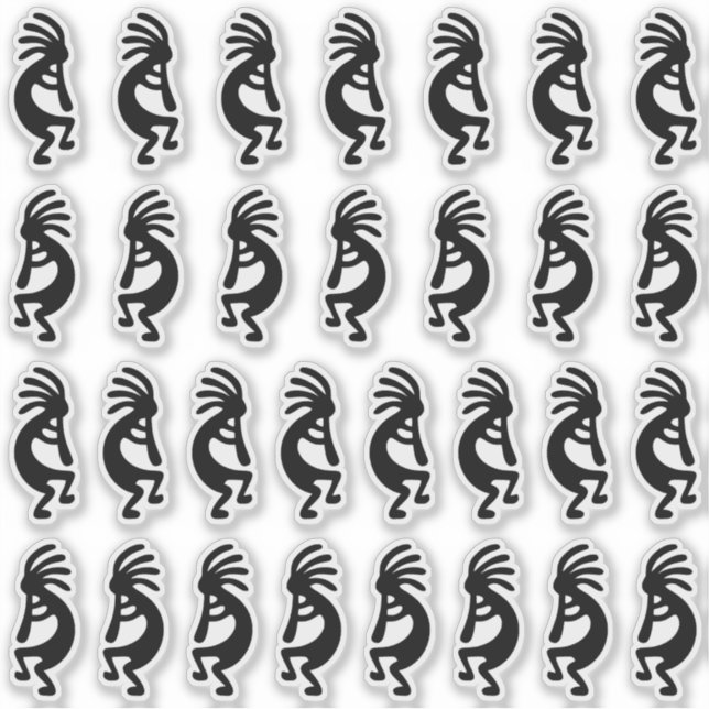 30 Modern Black Kokopelli Shapes Sticker (Front)