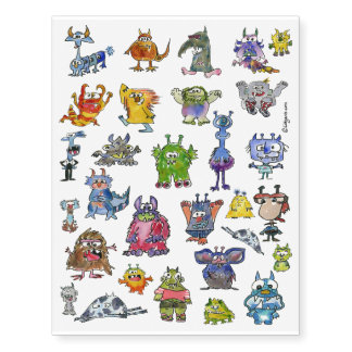 30 Monster Space Aliens ET Temporary Tattoos