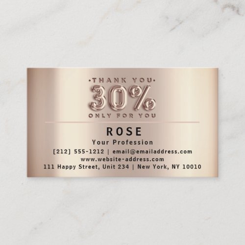 30 Off Discount Logo Thank Rose US American Flags Appointment Card